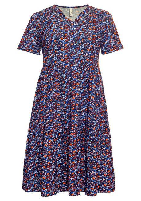 Sheego Shirtkleid Mit Paisleydruck Und Lochspitze - Nachtblau Bedruckt Sheego