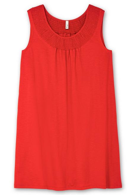 Sheego Shirtkleid Mit Smok-Einsatz, In A-Linie - Rot Sheego