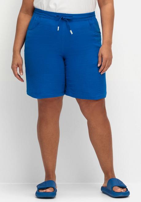 Sheego Shorts Mit Schlupfbund, Aus Musselin - Kobalt Sheego