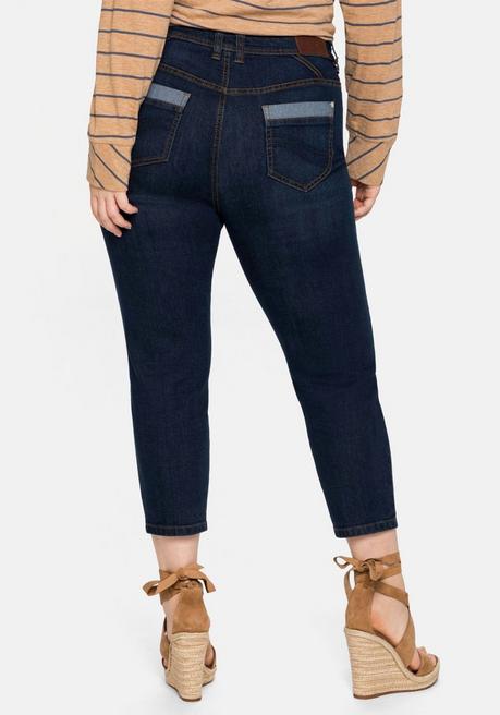 Sheego Skinny Jeans In 7/8-Länge, Mit Stickerei Vorn - Dark Blue Denim Sheego