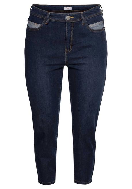 Sheego Skinny Jeans In 7/8-Länge, Mit Stickerei Vorn - Dark Blue Denim Sheego