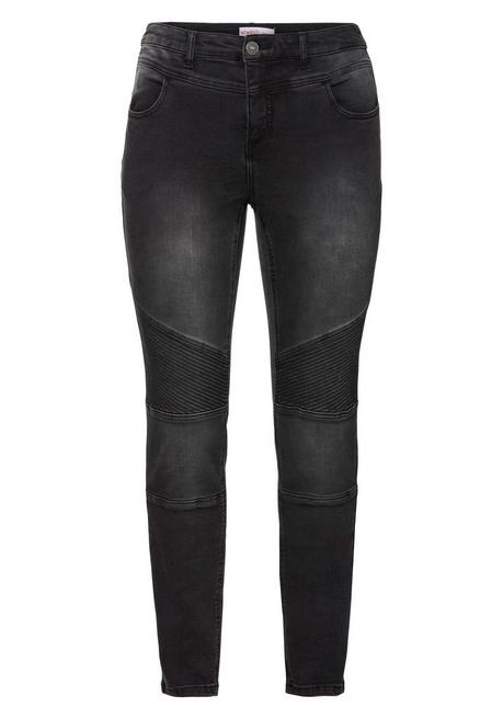Sheego Skinny Power-Stretch-Jeans Im Biker-Look - Black Denim Sheego