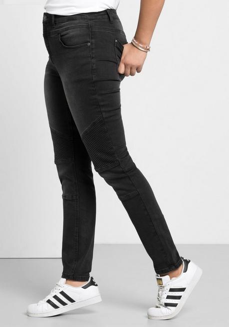 sheego Skinny Power-Stretch-Jeans im Biker-Look - black Denim sheego sheego Skinny Power-Stretch-Jeans im Biker-Look - black Denim sheego