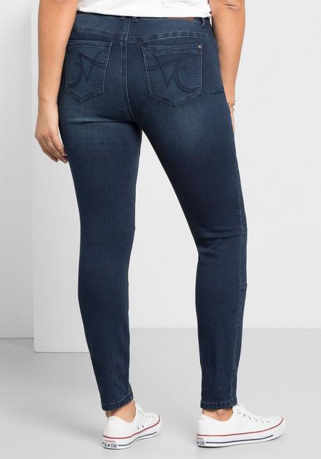 Sheego Skinny Power-Stretch-Jeans Im Biker-Look - Dark Blue Denim Sheego