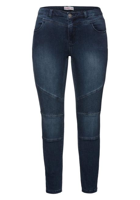 Sheego Skinny Power-Stretch-Jeans Im Biker-Look - Dark Blue Denim Sheego