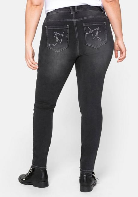 Sheego Skinny Power-Stretch-Jeans In 5-Pocket-Form - Black Denim Sheego