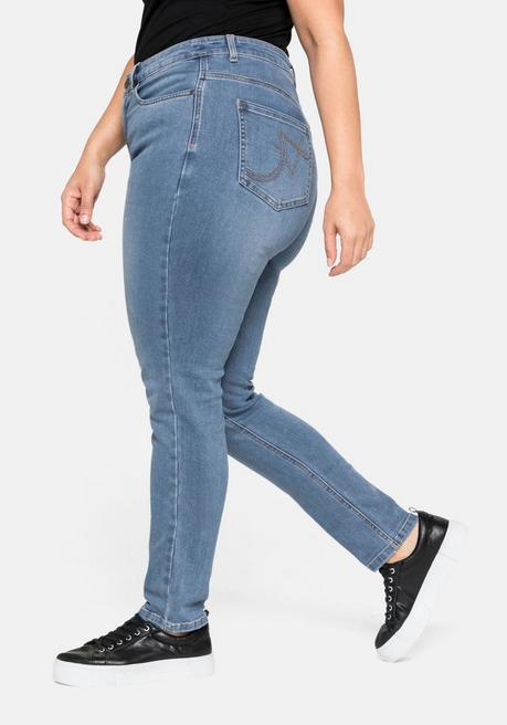 Sheego Skinny Power-Stretch-Jeans In 5-Pocket-Form - Blue Denim Sheego