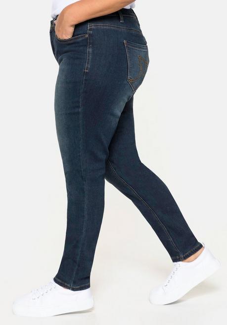 Sheego Skinny Power-Stretch-Jeans In 5-Pocket-Form - Dark Blue Denim Sheego