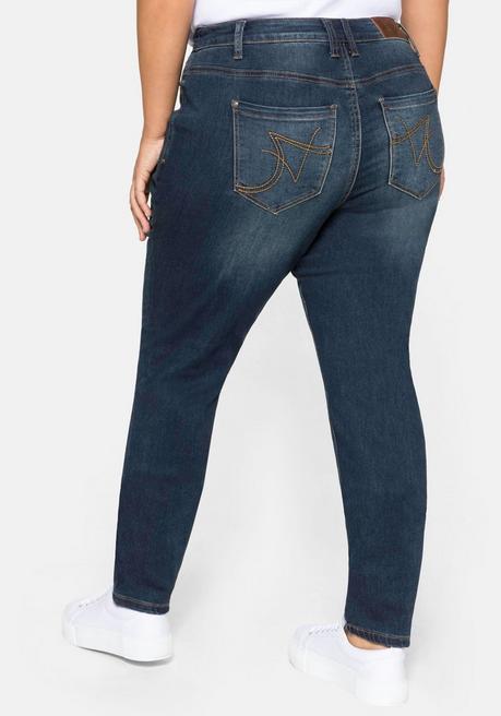 Sheego Skinny Power-Stretch-Jeans In 5-Pocket-Form - Dark Blue Denim Sheego
