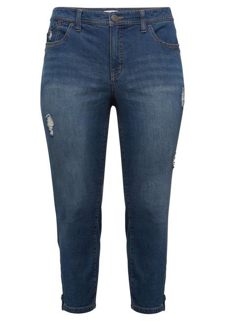 Sheego Slim Fit Jeans In 7/8-Länge Mit Destroyed-Effekten - Blue Denim Sheego