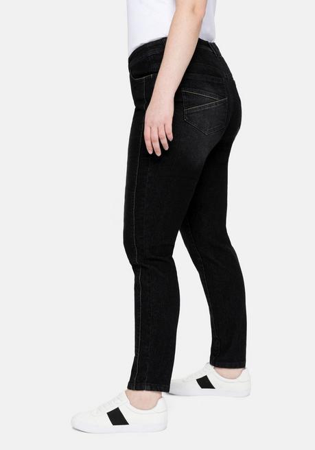 Sheego Slim Jeans Mit Vorverlegter Teilungsnaht - Black Denim Sheego