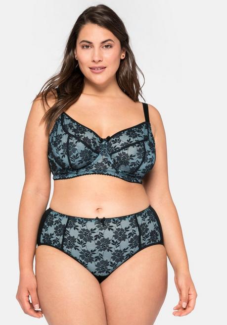 Sheego Slip In Abdeckender Schnittform, Mit Spitze Und Mesh - Schwarz-blau Sheego