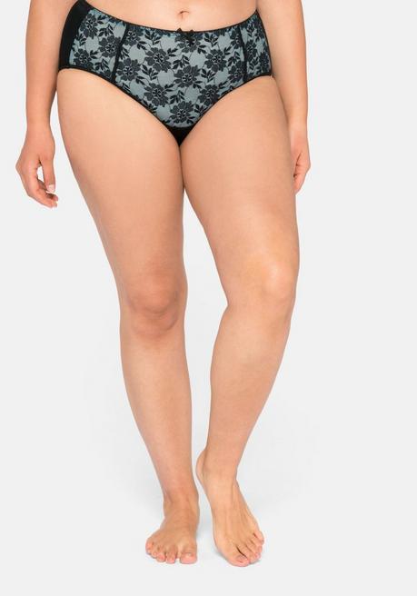 Sheego Slip In Abdeckender Schnittform, Mit Spitze Und Mesh - Schwarz-blau Sheego