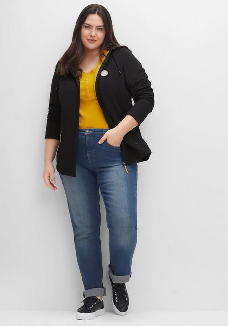 Sheego Softshell-Jacke Mit Fleece-Innenseite - Schwarz Sheego