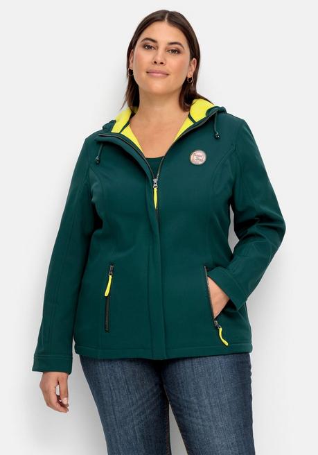 sheego Softshell-Jacke mit Fleece-Innenseite - tiefgrün sheego