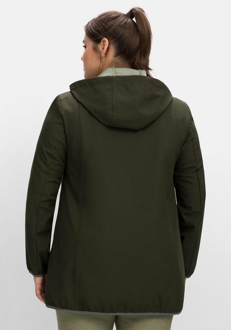 Sheego Softshelljacke Mit Kapuze Und Kontrastdetails - Dunkeloliv Sheego