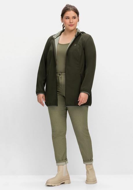 Sheego Softshelljacke Mit Kapuze Und Kontrastdetails - Dunkeloliv Sheego