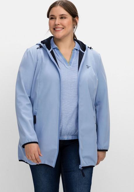 Sheego Softshelljacke Mit Kapuze Und Kontrastdetails - Mittelblau Sheego