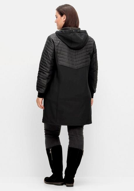 Sheego Softshellmantel Mit Kapuze, Im Materialmix - Schwarz Sheego
