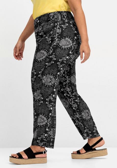 Sheego Sommerhose Mit Smokbund Und Ornamentdruck - Schwarz Bedruckt Sheego