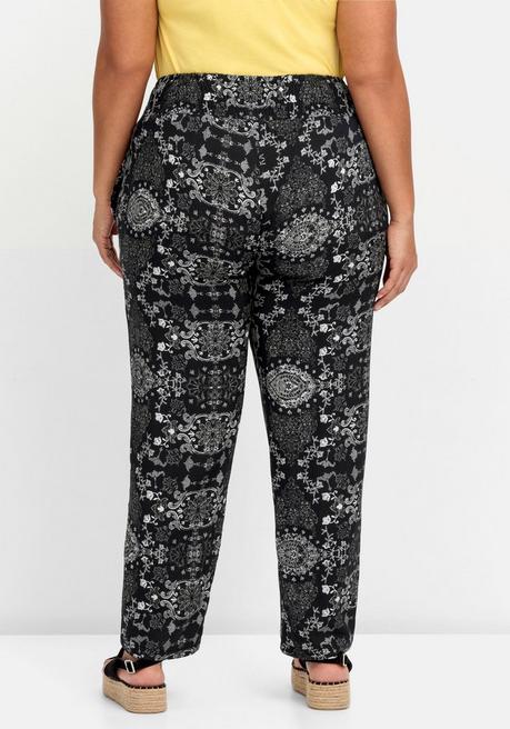 Sheego Sommerhose Mit Smokbund Und Ornamentdruck - Schwarz Bedruckt Sheego