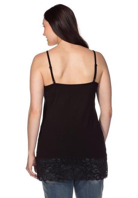 Sheego Spaghetti-Top Mit Breitem Spitzensaum - Schwarz Sheego