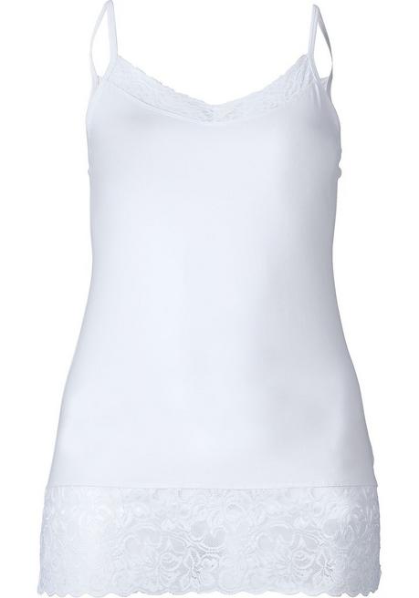 Sheego Spaghetti-Top Mit Breitem Spitzensaum - Weiß Sheego