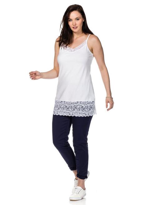 Sheego Spaghetti-Top Mit Breitem Spitzensaum - Weiß Sheego