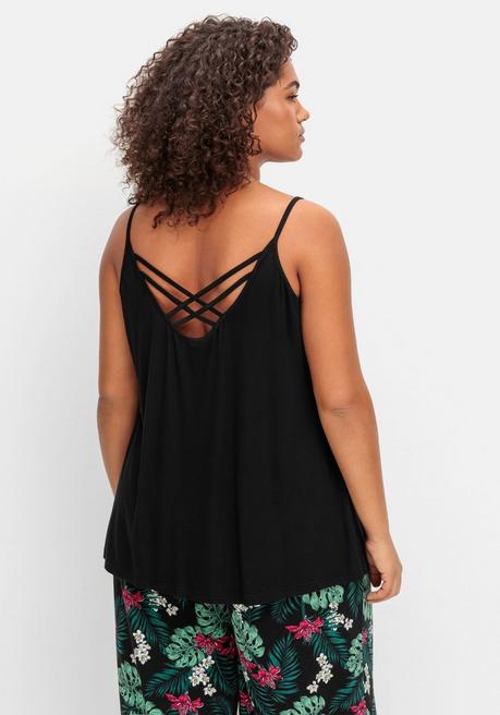 Sheego Spaghettitop Mit Tiefem Rückenausschnitt - Schwarz Sheego