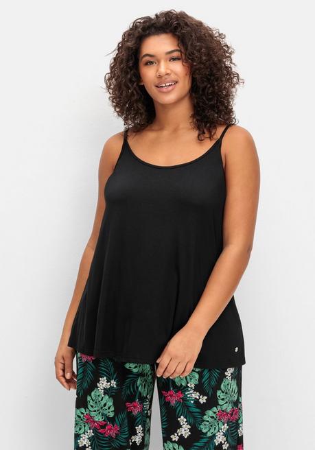 sheego Spaghettitop mit tiefem Rückenausschnitt - schwarz sheego