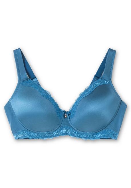 Sheego Spitzen-BH Ohne Bügel, Mit Wattierten Cups - Blau Sheego