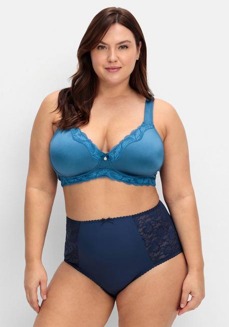 Sheego Spitzen-BH Ohne Bügel, Mit Wattierten Cups - Blau Sheego