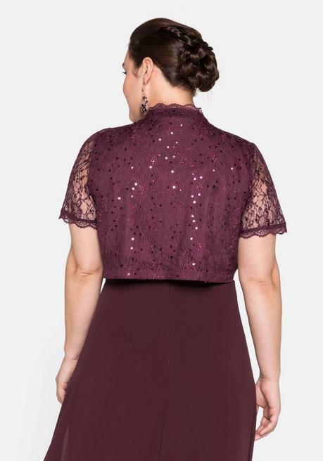 Sheego Spitzenbolero Mit Pailletten - Aubergine Sheego