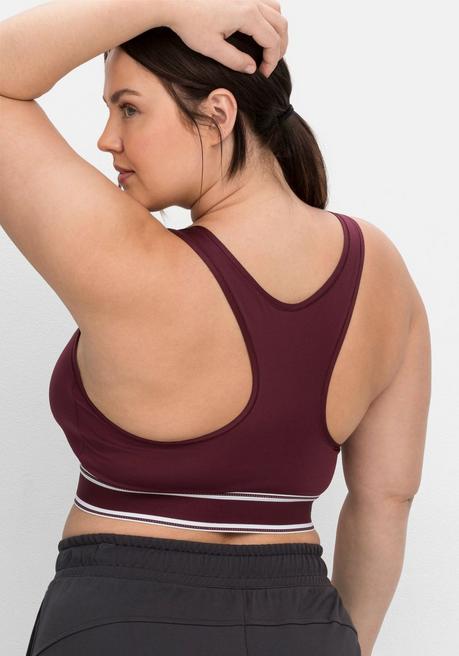 Sheego Sport-BH Aus COOLMAX®, In Bustier-Form - Aubergine Sheego