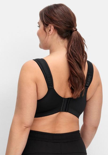 Sheego Sport-BH Aus COOLMAX®, Mit Netzeinsätzen - Schwarz Sheego