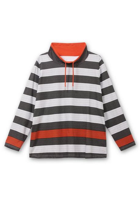 Sheego X Collection L. Stehkragenshirt Mit Blockstreifen Und Kontrastband - Rostrot Gestreift Sheego