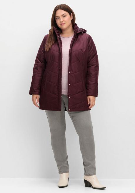 Sheego Steppjacke Mit Abnehmbarer Kapuze - Bordeaux Sheego