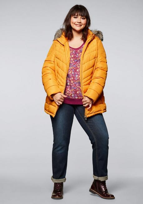 Sheego Steppjacke Mit Abnehmbarer Kapuze - Curry Sheego