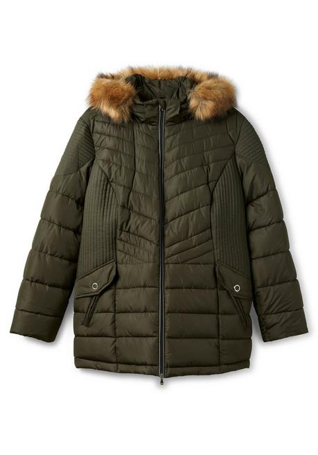 Sheego Steppjacke Mit Abnehmbarer Kapuze - Dunkeloliv Sheego