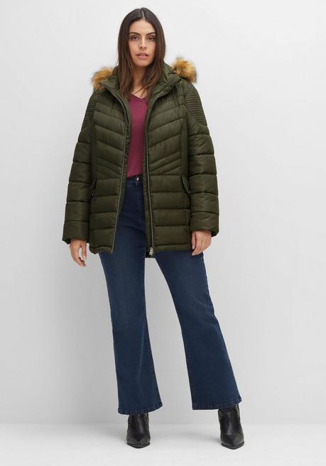 Sheego Steppjacke Mit Abnehmbarer Kapuze - Dunkeloliv Sheego