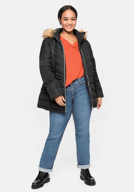 Sheego Steppjacke Mit Abnehmbarer Kapuze - Schwarz Sheego