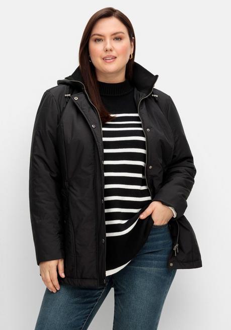 sheego Steppjacke mit abnehmbarer Kapuze - schwarz sheego