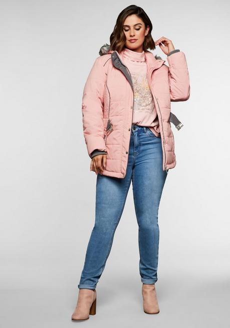 Sheego Steppjacke Mit Gürtel, Kapuze Und Reißverschluss - Pastellrosé Sheego