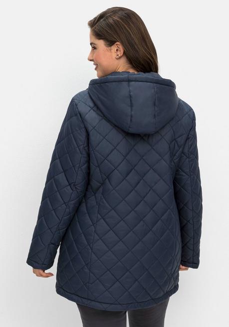 Sheego Steppjacke Mit Kapuze Und Bedrucktem Futter - Nachtblau Sheego