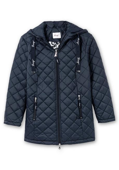 Sheego Steppjacke Mit Kapuze Und Bedrucktem Futter - Nachtblau Sheego