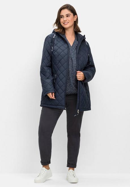 Sheego Steppjacke Mit Kapuze Und Bedrucktem Futter - Nachtblau Sheego
