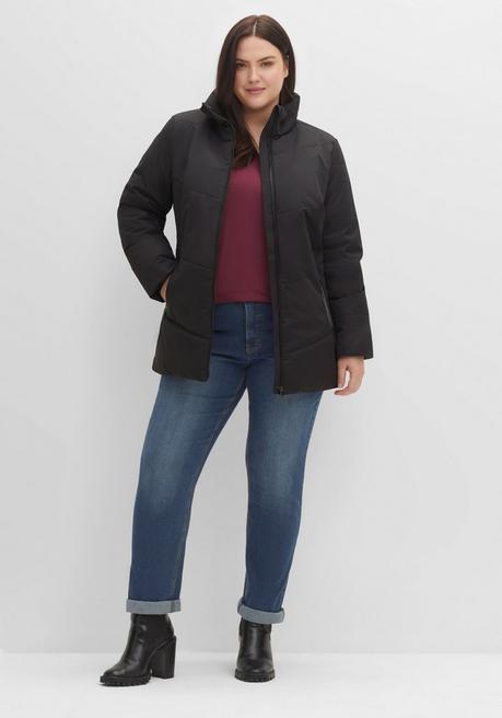 Sheego Steppjacke Mit Stehkragen, Leicht Strukturiert - Schwarz Sheego