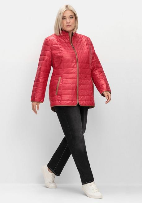 Sheego Steppjacke Mit Stehkragen Und Kontrastdetails - Rot Sheego