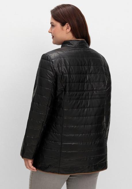 Sheego Steppjacke Mit Stehkragen Und Kontrastdetails - Schwarz Sheego