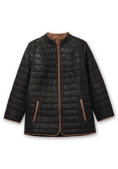 Sheego Steppjacke Mit Stehkragen Und Kontrastdetails - Schwarz Sheego